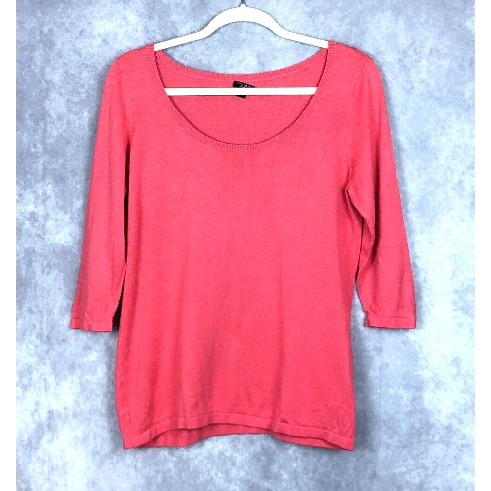 Ann Taylor Sweater Womens Large‎ Petite Pink Silk Blend 3/4 Sleeve Lightweight